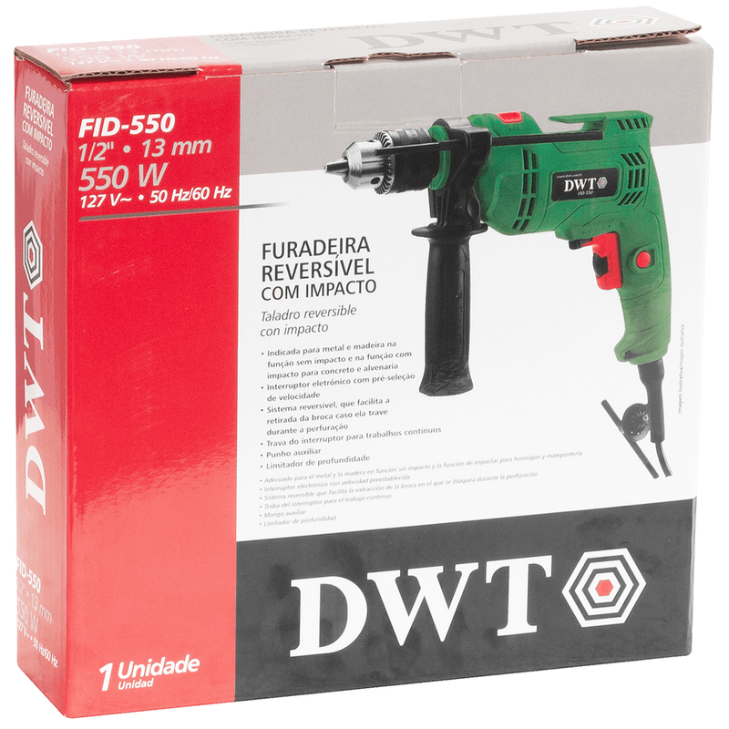 Furadeira DWT FID 550 com Impacto 12, 550W - 6005550127 110V