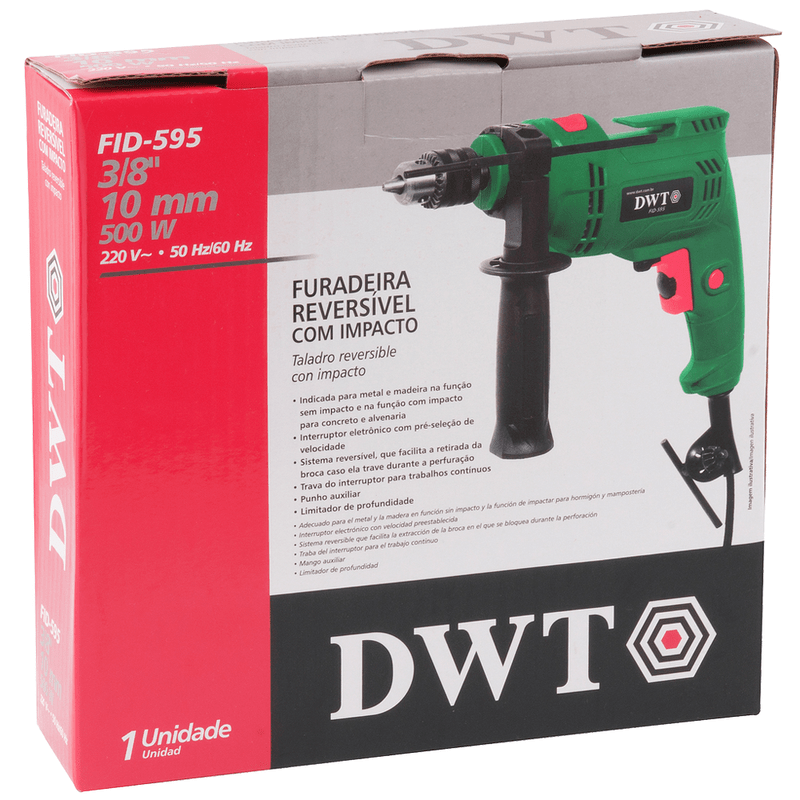 Furadeira DWT FID 595N com Impacto 3/8", 500W - 6005595220 220V