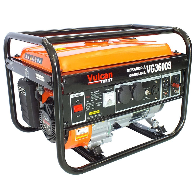 GERADOR GASOLINA 4T 208cc 7HP 2.9 KVA 2900WATTS BIVOLT VG3600S VULCAN TRENT