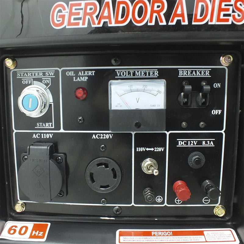 GERADOR DIESEL 269cc 7HP 3.6KVA 3600WATTS BIVOLT VGE3600D VULCAN TRENT