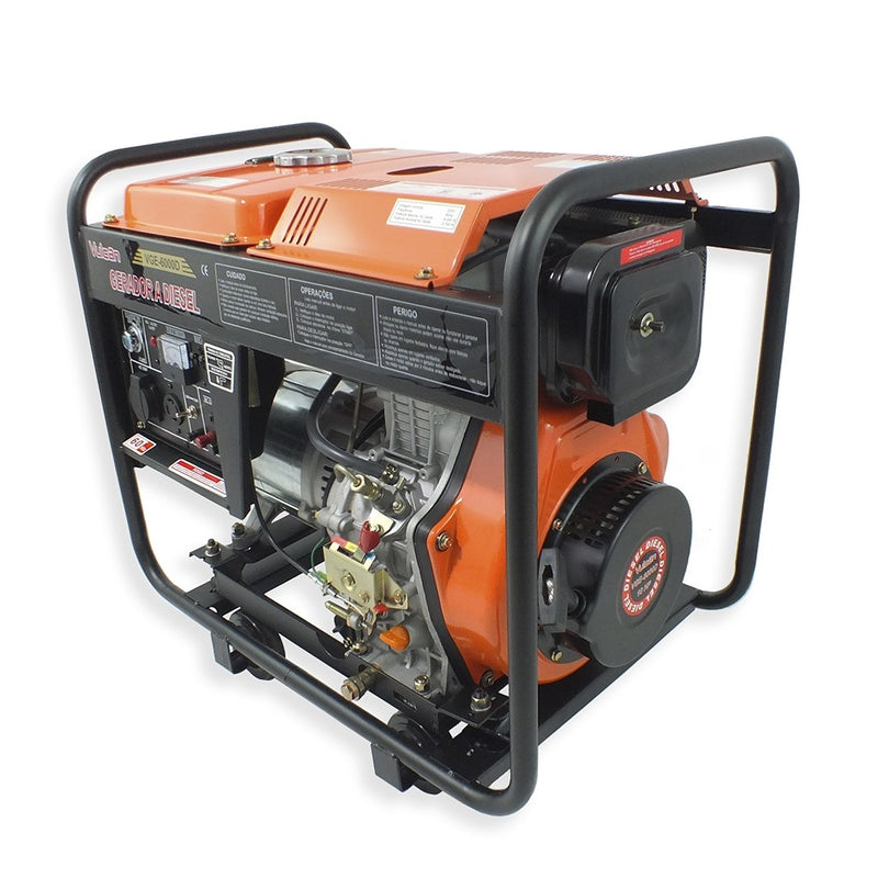 GERADOR DIESEL 418cc 10HP 6KVA 6000WATTS BIVOLT VGE6000D VULCAN TRENT