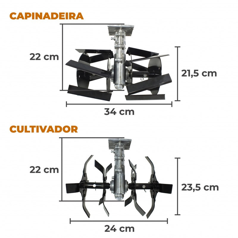 ROCADEIRA COSTAL MULTIFUNCIONAL GAS.2T 43cc 1,7HP C/ENXADAS CAPINADEIRA E CULTIVADORA VRC430 VULCAN