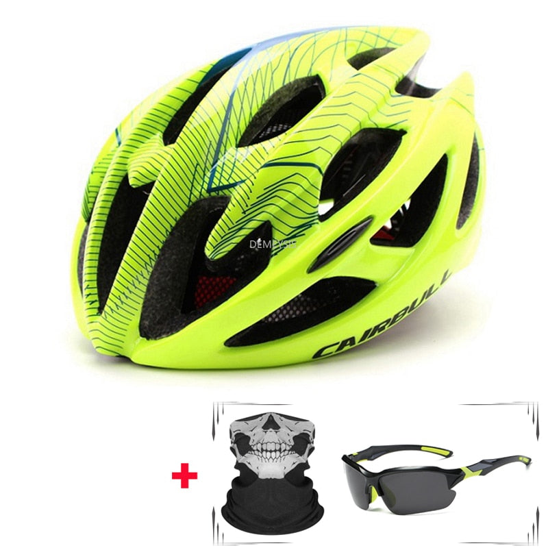 Capacete de ciclismo ultraleve com óculos polarizados ajustáveis