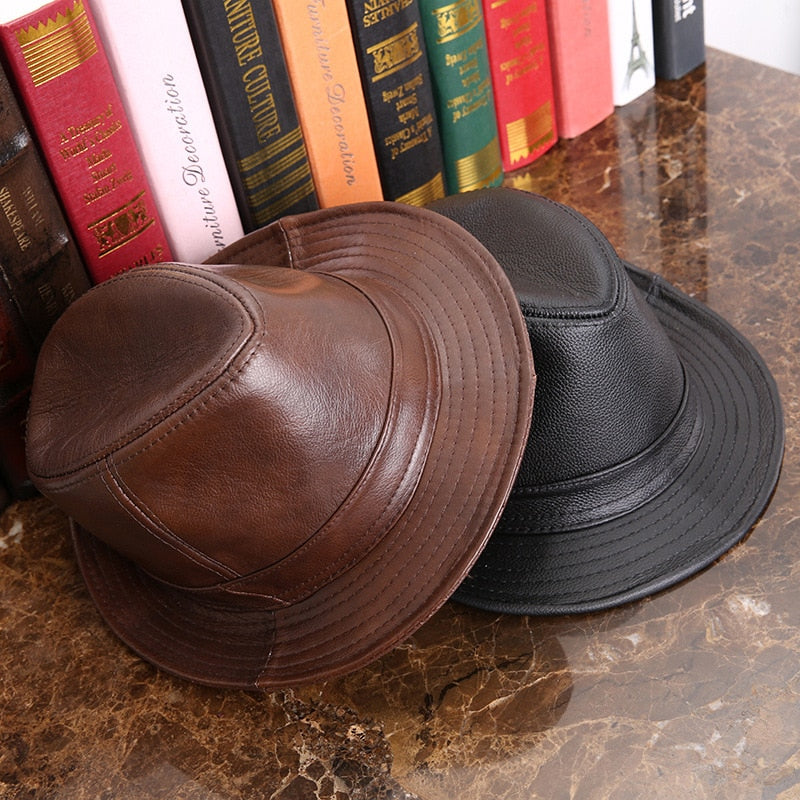 Chapéu Fedoras Masculino 100% Couro Genuíno