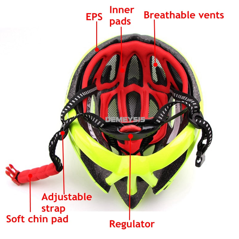 Capacete de ciclismo ultraleve com óculos polarizados ajustáveis