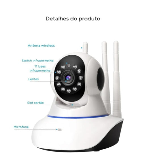 Camera Robo 3 Antenas Ip Wifi 360º 720p