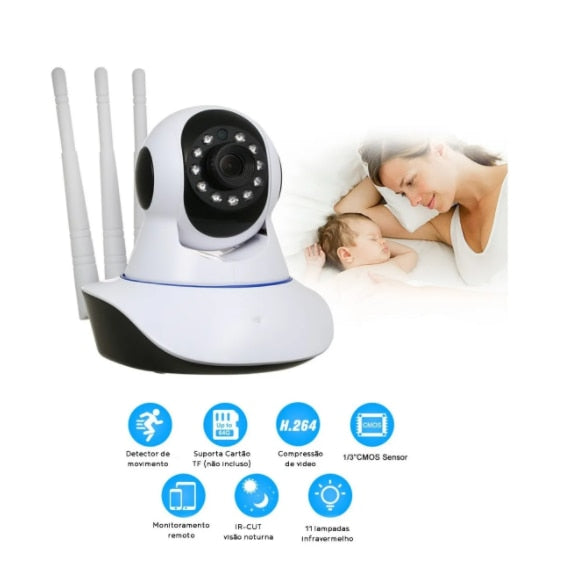 Camera Robo 3 Antenas Ip Wifi 360º 720p